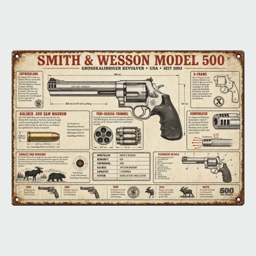 Blechschild revolver smith - blechschild,